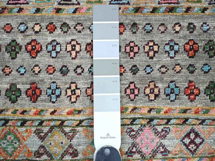 1'11" x 3'0" New Hand Knotted Grey Wool Rectangle Oriental Rug - MOA10221730