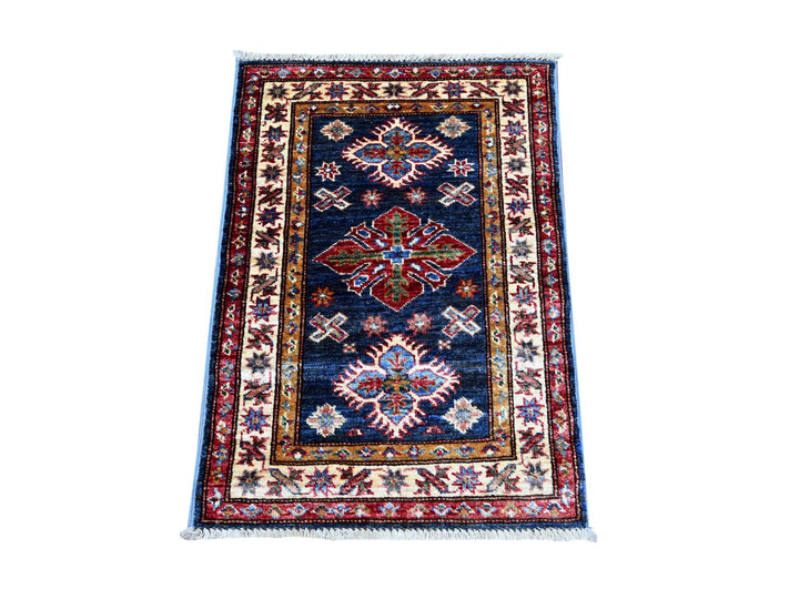 1'11" x 2'8" New Hand Knotted Blue Wool Rectangle Oriental Rug - MOA10221731