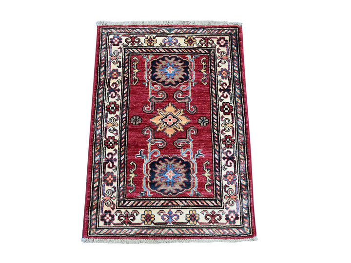 2'1" x 2'11" New Hand Knotted Red Wool Rectangle Oriental Rug - MOA10221732