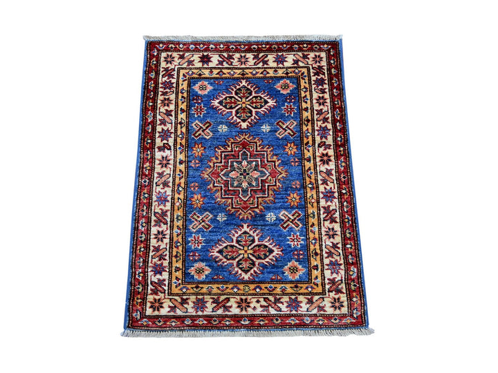 2'1" x 2'11" New Hand Knotted Blue Wool Rectangle Oriental Rug - MOA10221733