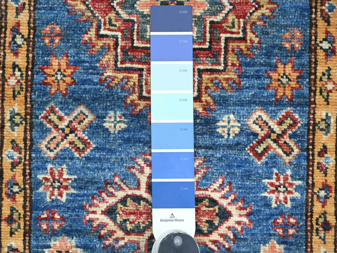 2'1" x 2'11" New Hand Knotted Blue Wool Rectangle Oriental Rug - MOA10221733