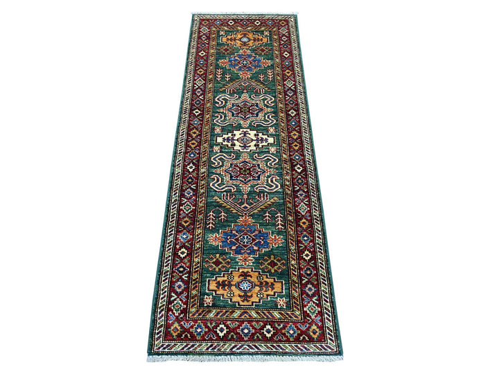 2'0" x 5'11" New Hand Knotted Green Wool Runner Oriental Rug - MOA10221735