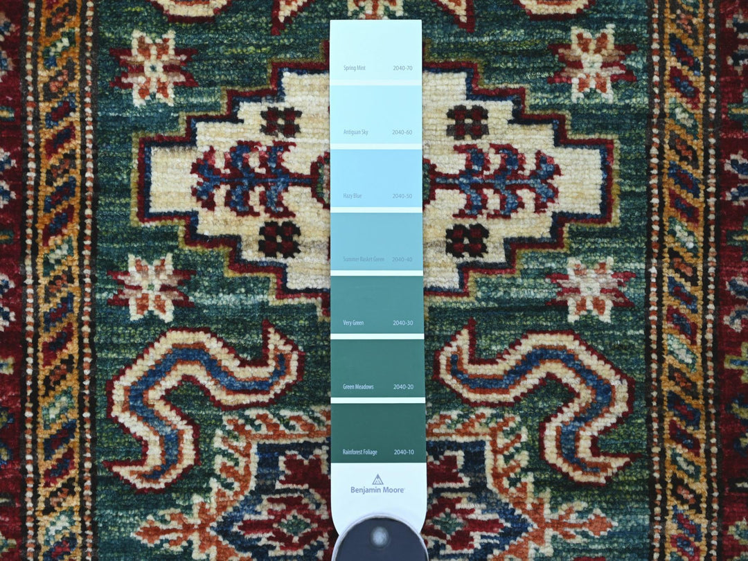 2'0" x 5'11" New Hand Knotted Green Wool Runner Oriental Rug - MOA10221735