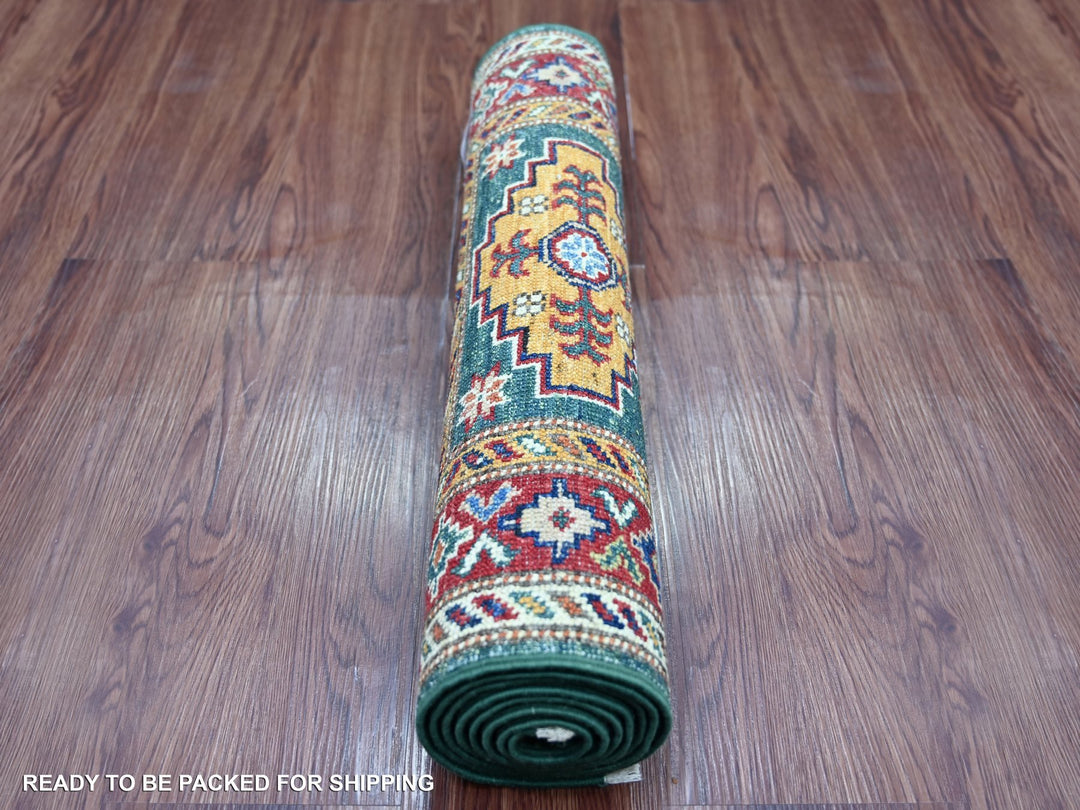 2'0" x 5'11" New Hand Knotted Green Wool Runner Oriental Rug - MOA10221735