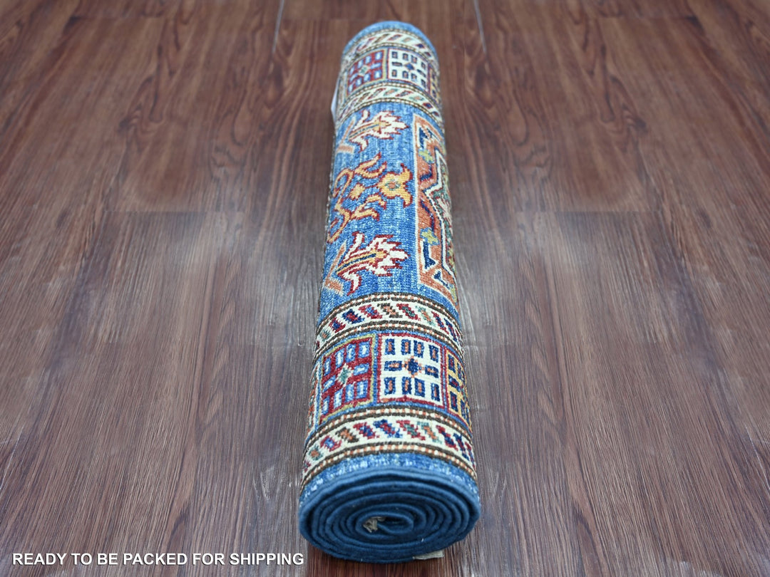 2'0" x 6'2" New Hand Knotted Blue Wool Runner Oriental Rug - MOA10221737
