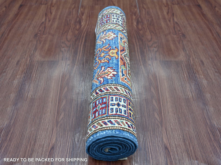 2'0" x 6'2" New Hand Knotted Blue Wool Runner Oriental Rug - MOA10221737