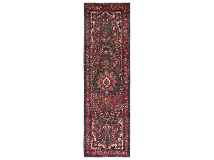 2'6" x 8'9" Vintage Hand Knotted Brown Wool Runner Oriental Rug - MOA1022173