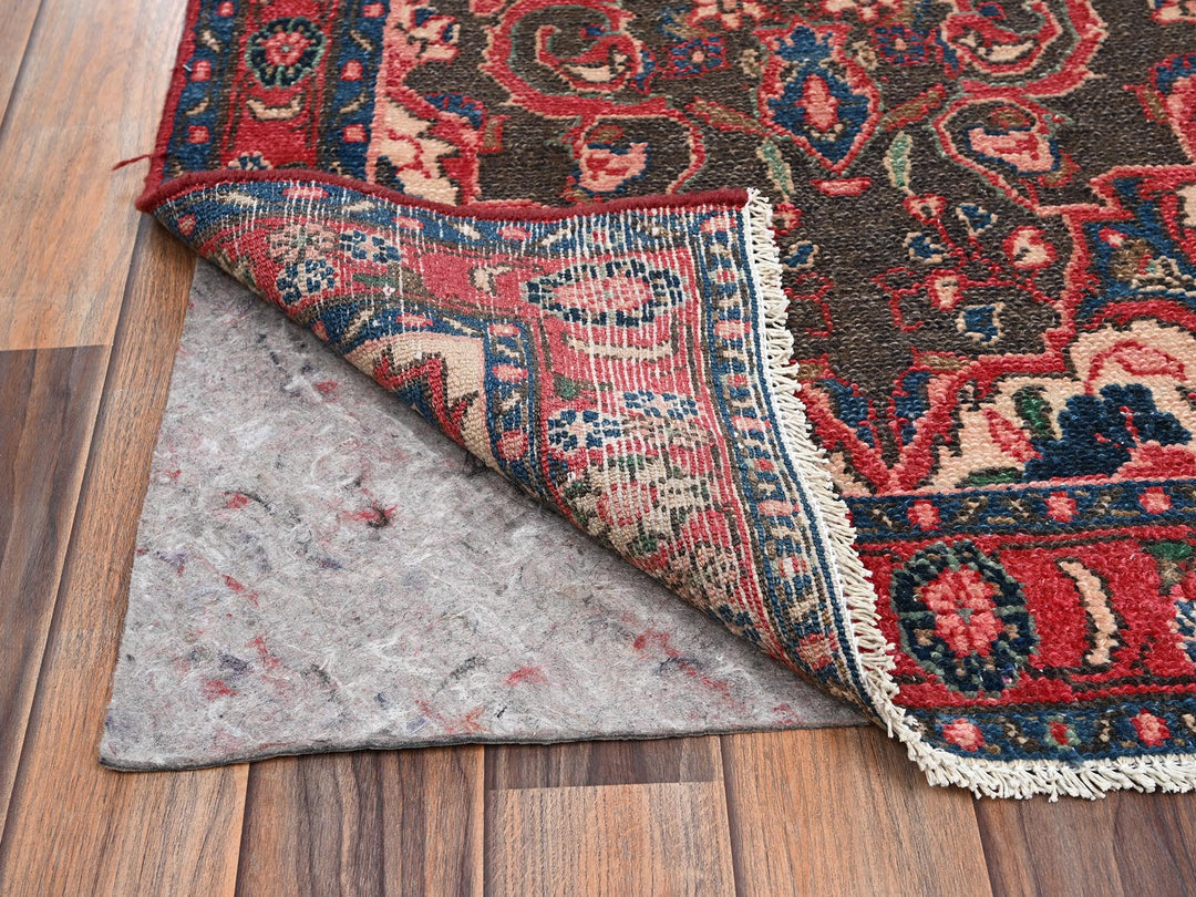 2'6" x 8'9" Vintage Hand Knotted Brown Wool Runner Oriental Rug - MOA1022173