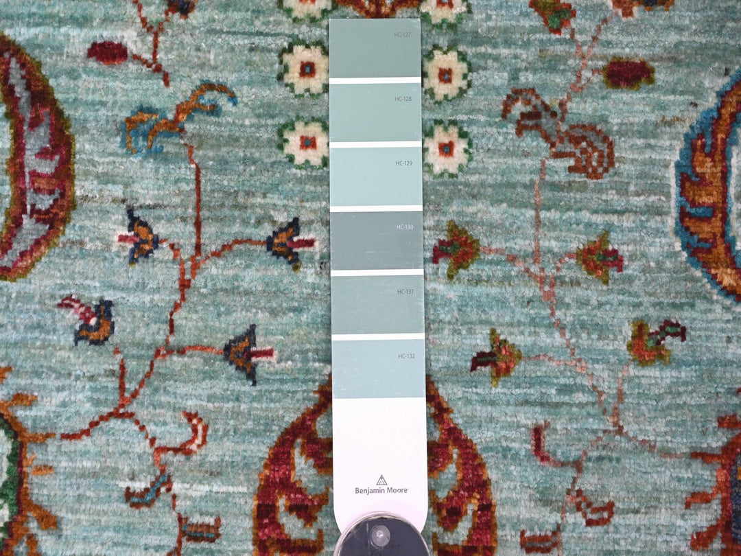 2'7" x 4'2" New Hand Knotted Green Wool Rectangle Oriental Rug - MOA10221741
