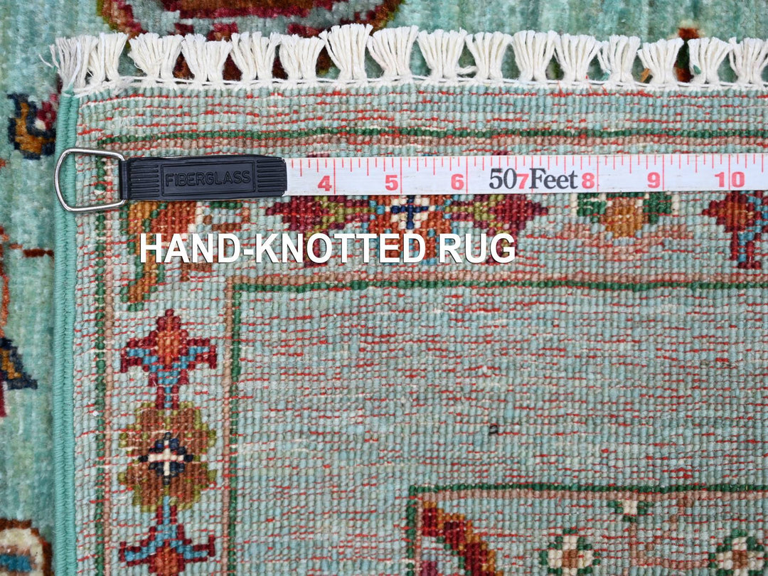 2'7" x 4'2" New Hand Knotted Green Wool Rectangle Oriental Rug - MOA10221741