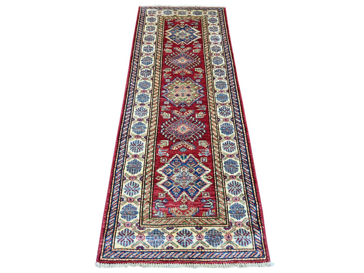 2'6" x 6'10" New Hand Knotted Red Wool Runner Oriental Rug - MOA10221742
