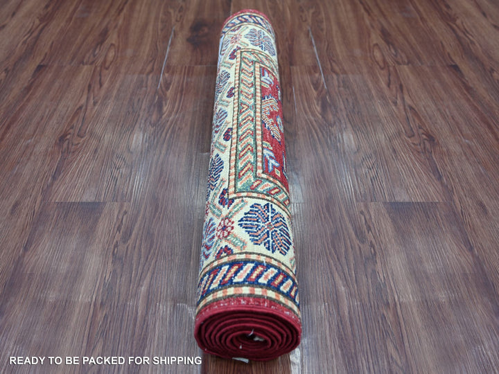 2'6" x 6'10" New Hand Knotted Red Wool Runner Oriental Rug - MOA10221742