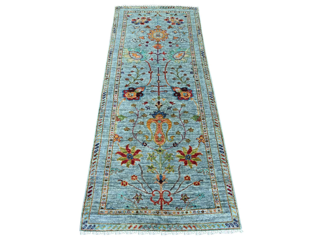 2'6" x 6'3" New Hand Knotted Blue Wool Runner Oriental Rug - MOA10221743