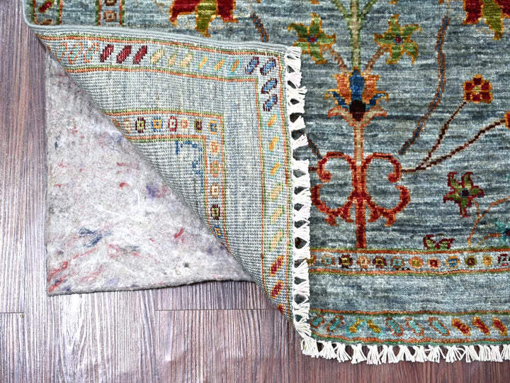 2'6" x 6'3" New Hand Knotted Blue Wool Runner Oriental Rug - MOA10221743