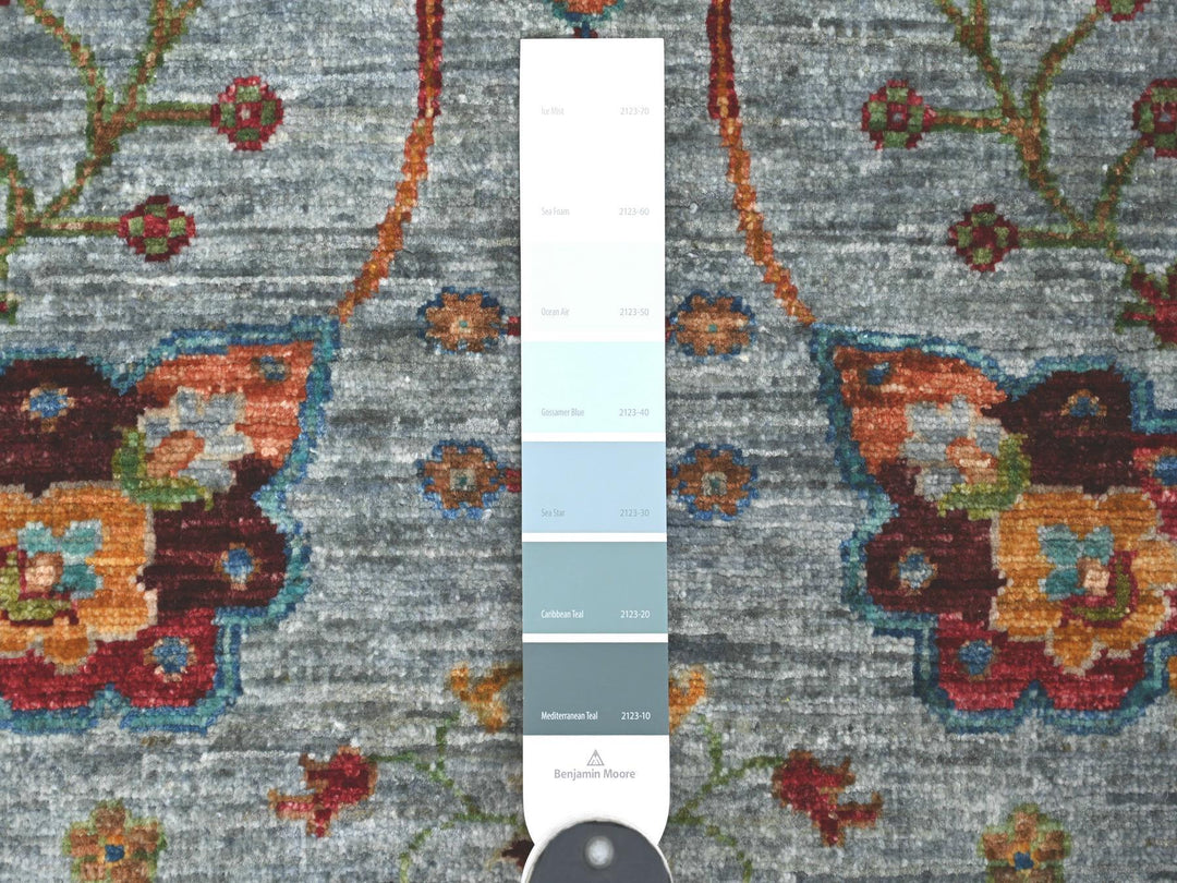 2'6" x 6'3" New Hand Knotted Blue Wool Runner Oriental Rug - MOA10221743