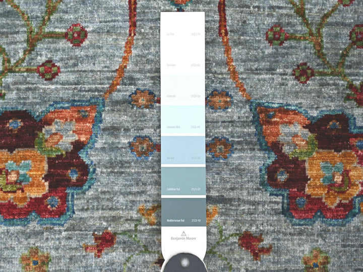 2'6" x 6'3" New Hand Knotted Blue Wool Runner Oriental Rug - MOA10221743
