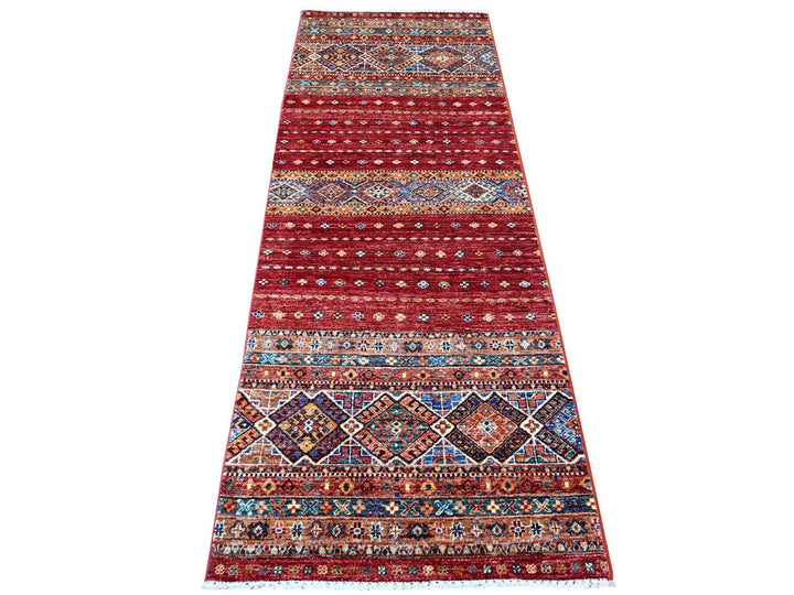 2'10" x 8'0" New Hand Knotted Red Wool Runner Oriental Rug - MOA10221744