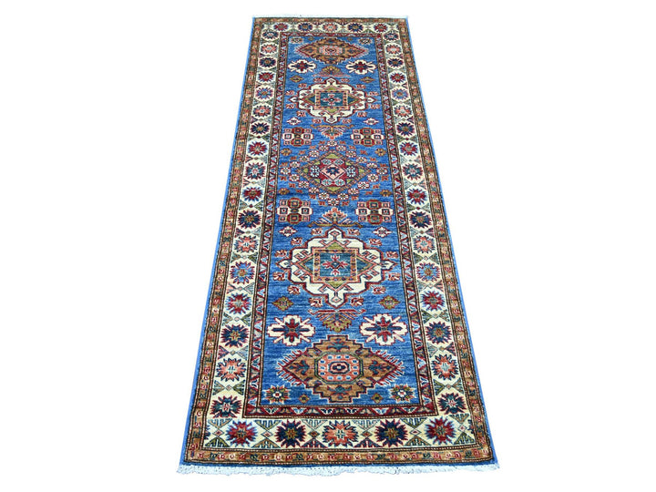 2'6" x 6'8" New Hand Knotted Blue Wool Runner Oriental Rug - MOA10221745
