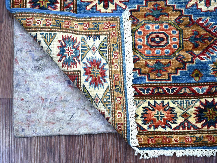 2'6" x 6'8" New Hand Knotted Blue Wool Runner Oriental Rug - MOA10221745