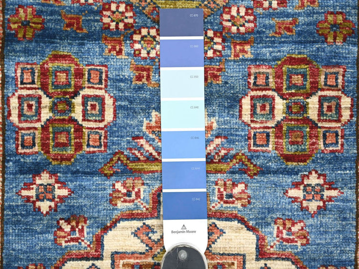 2'6" x 6'8" New Hand Knotted Blue Wool Runner Oriental Rug - MOA10221745