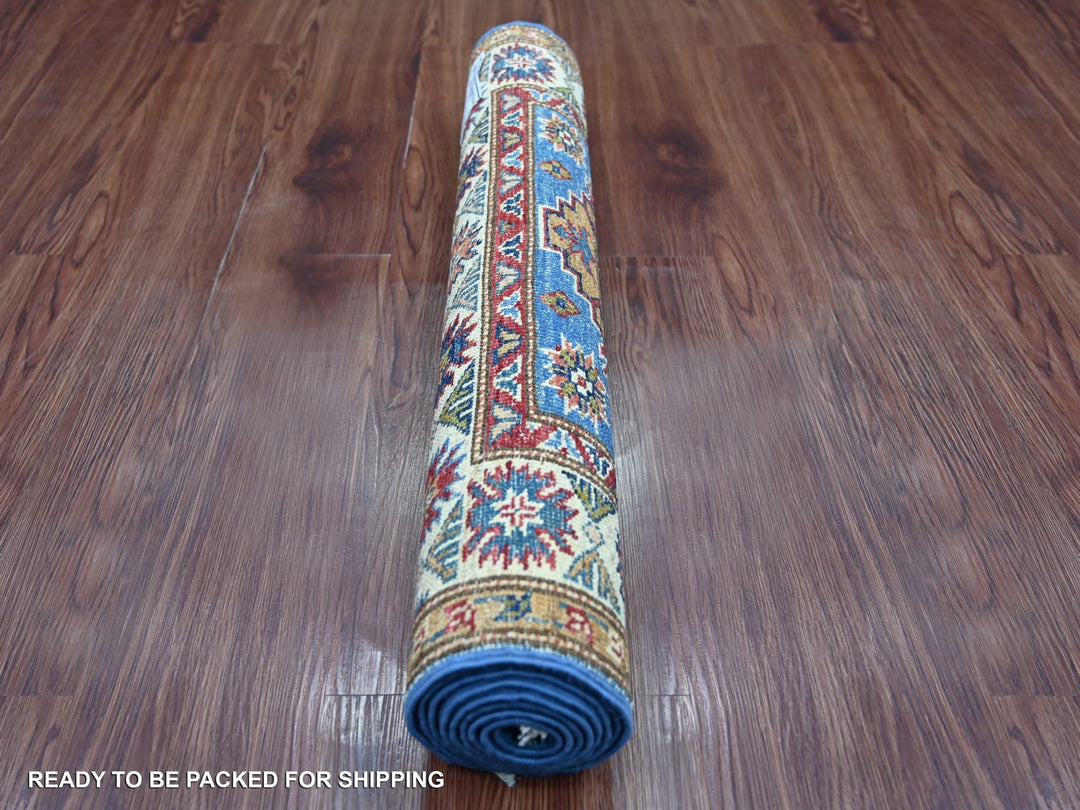 2'6" x 6'8" New Hand Knotted Blue Wool Runner Oriental Rug - MOA10221745