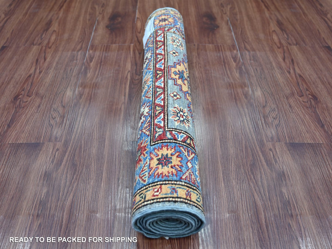 2'5" x 6'6" New Hand Knotted Grey Wool Runner Oriental Rug - MOA10221747