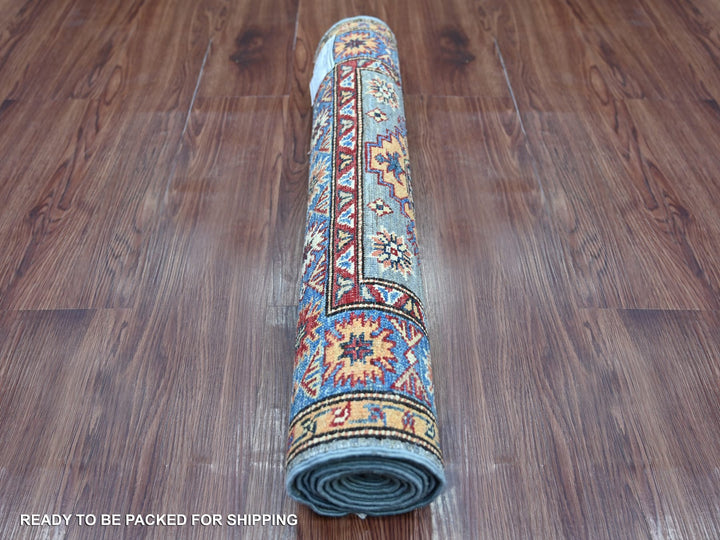 2'5" x 6'6" New Hand Knotted Grey Wool Runner Oriental Rug - MOA10221747
