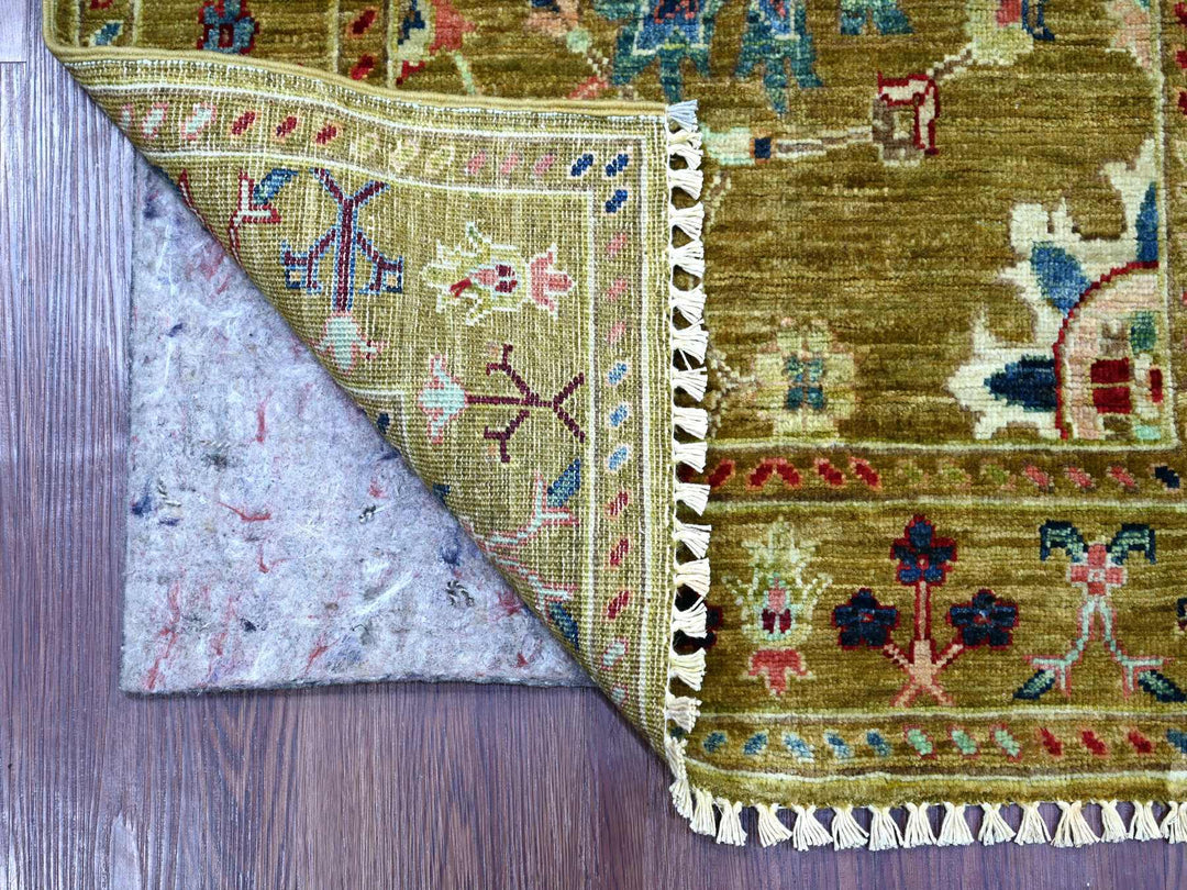 2'7" x 11'7" New Hand Knotted Yellow Wool Runner Oriental Rug - MOA10221748