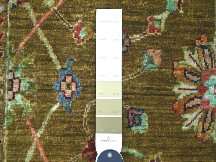 2'7" x 11'7" New Hand Knotted Yellow Wool Runner Oriental Rug - MOA10221748