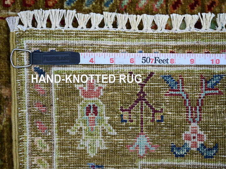 2'7" x 11'7" New Hand Knotted Yellow Wool Runner Oriental Rug - MOA10221748