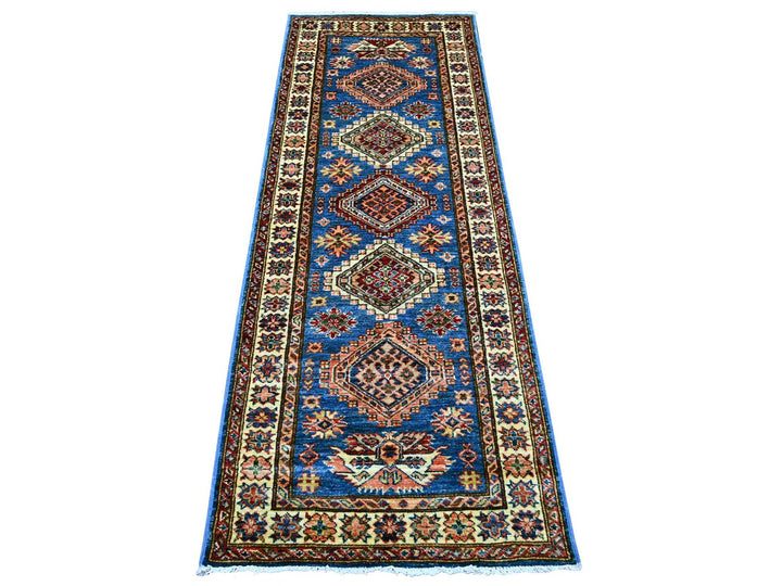 2'5" x 6'6" New Hand Knotted Blue Wool Runner Oriental Rug - MOA10221749