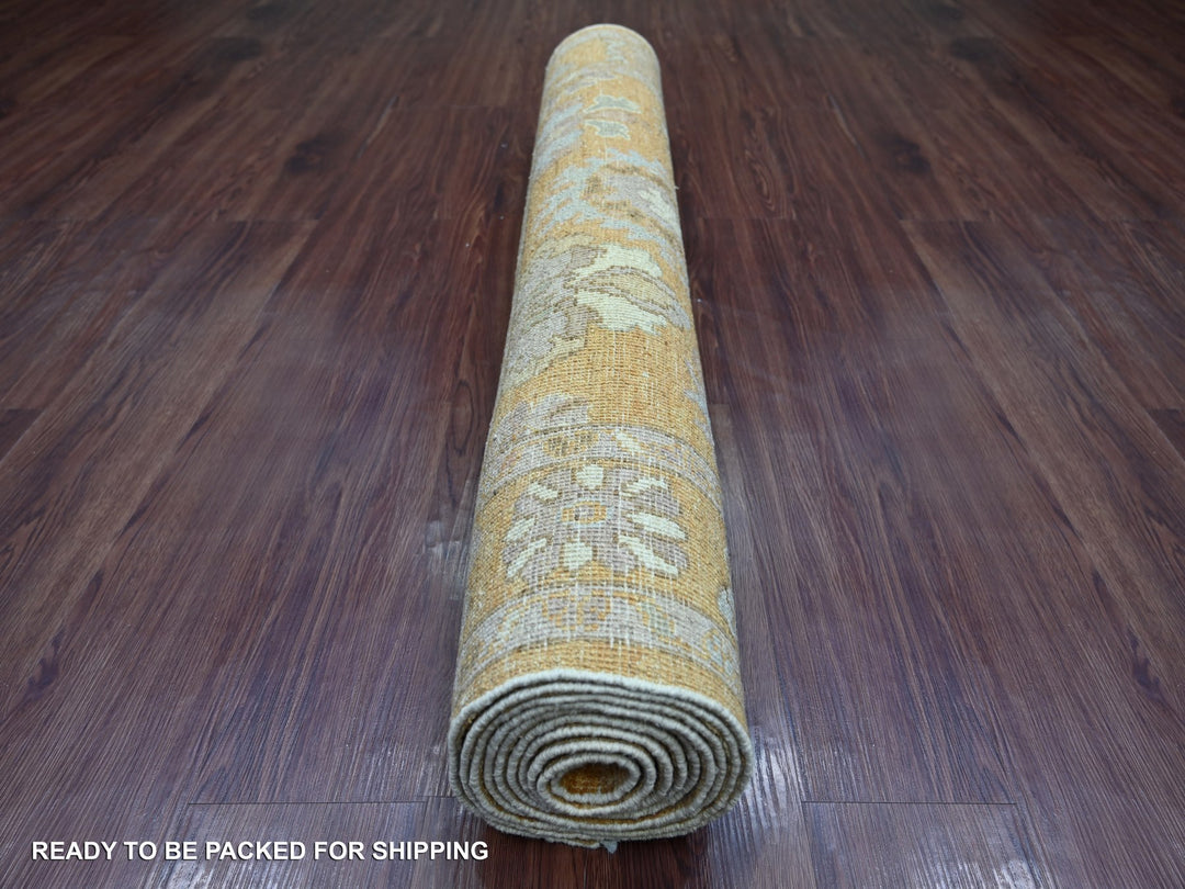 4'1" x 11'8" New Hand Knotted Brown Wool Runner Oriental Rug - MOA10221756