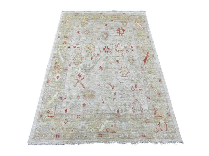 4'2" x 6'0" New Hand Knotted Grey Wool Rectangle Oriental Rug - MOA10221757