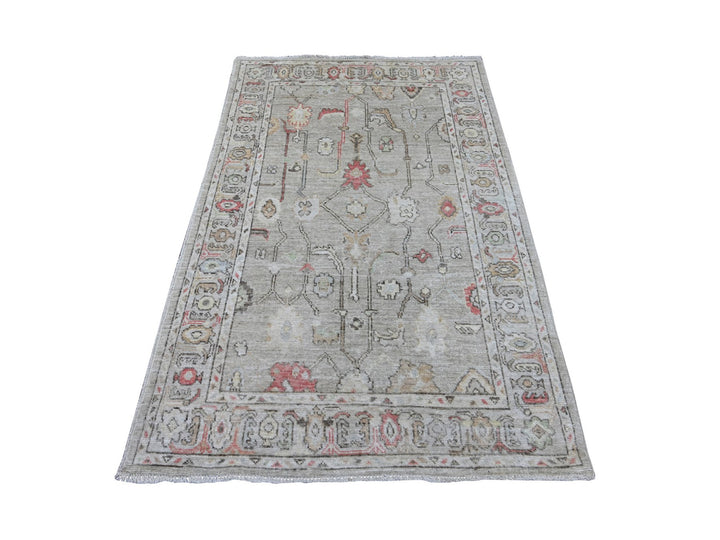 4'2" x 6'3" New Hand Knotted Grey Wool Rectangle Oriental Rug - MOA10221758