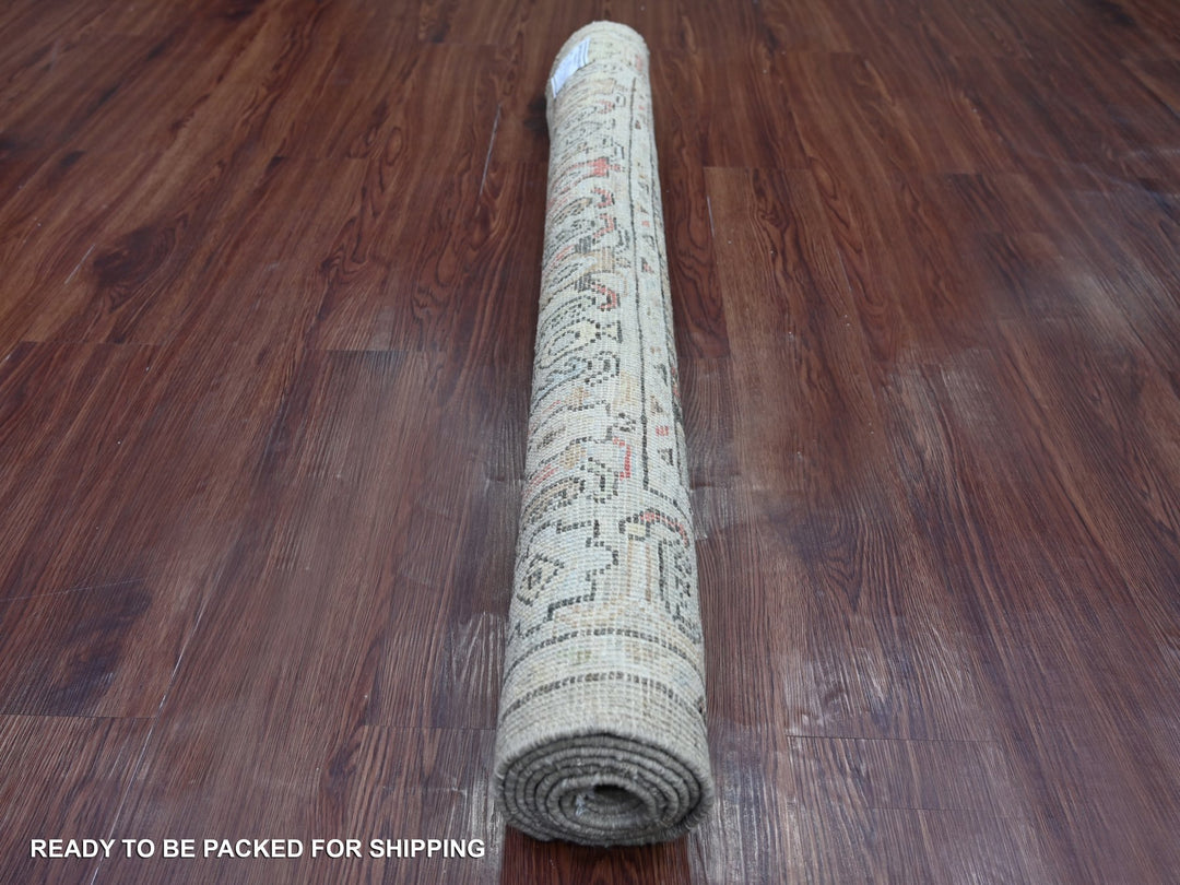 4'2" x 6'3" New Hand Knotted Grey Wool Rectangle Oriental Rug - MOA10221758