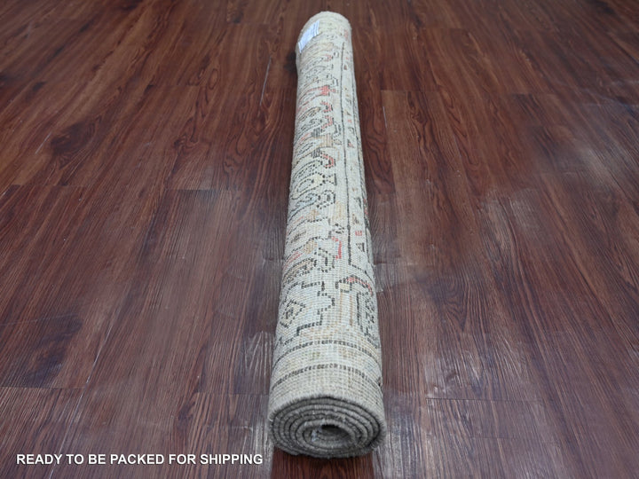 4'2" x 6'3" New Hand Knotted Grey Wool Rectangle Oriental Rug - MOA10221758