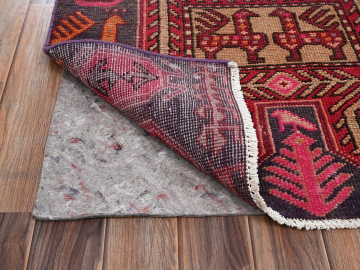 2'10" x 9'4" Vintage Hand Knotted Purple Wool Runner Oriental Rug - MOA1022175