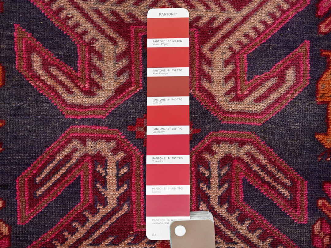 2'10" x 9'4" Vintage Hand Knotted Purple Wool Runner Oriental Rug - MOA1022175