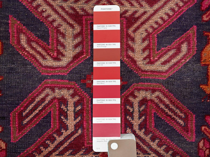 2'10" x 9'4" Vintage Hand Knotted Purple Wool Runner Oriental Rug - MOA1022175