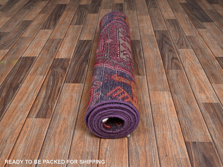 2'10" x 9'4" Vintage Hand Knotted Purple Wool Runner Oriental Rug - MOA1022175
