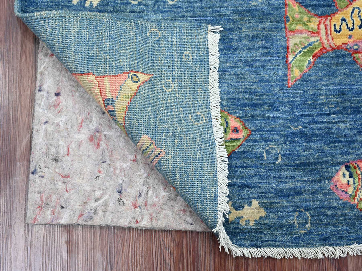 3'0" x 4'9" New Hand Knotted Blue Wool Rectangle Oriental Rug - MOA10221762