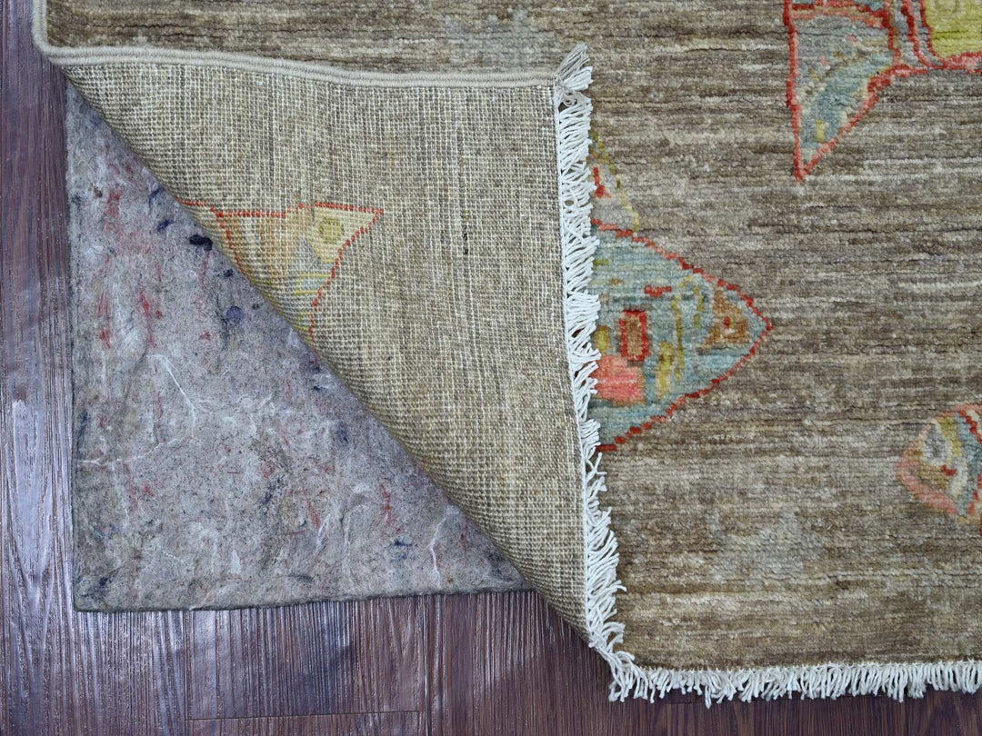 2'11" x 4'10" New Hand Knotted Grey Wool Rectangle Oriental Rug - MOA10221765