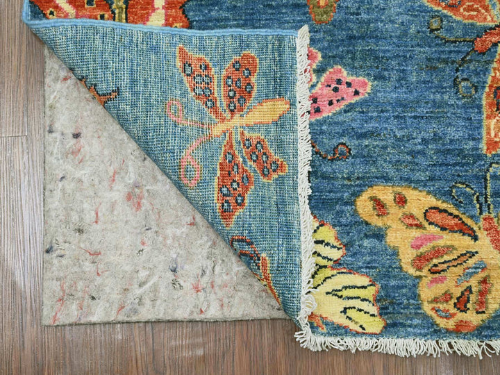 2'9" x 5'9" New Hand Knotted Blue Wool Runner Oriental Rug - MOA10221766