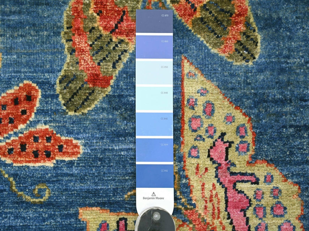 2'9" x 5'9" New Hand Knotted Blue Wool Runner Oriental Rug - MOA10221766