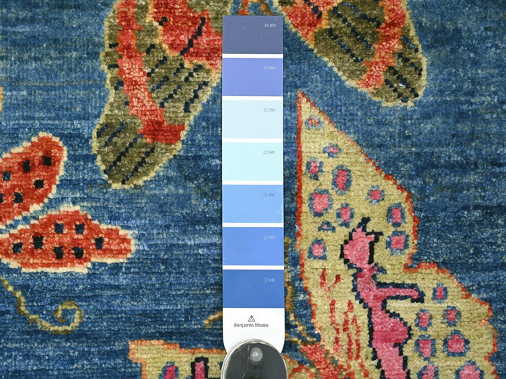 2'9" x 5'9" New Hand Knotted Blue Wool Runner Oriental Rug - MOA10221766