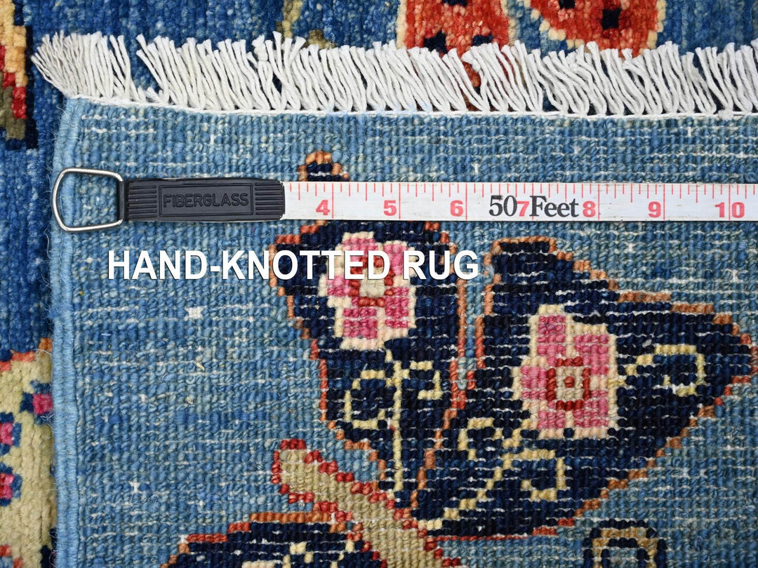 2'9" x 5'9" New Hand Knotted Blue Wool Runner Oriental Rug - MOA10221766