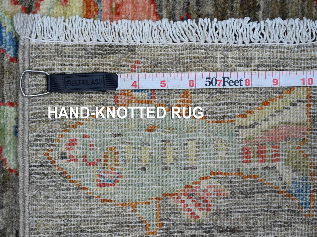 2'6" x 9'7" New Hand Knotted Grey Wool Runner Oriental Rug - MOA10221767