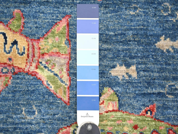 2'8" x 7'10" New Hand Knotted Blue Wool Runner Oriental Rug - MOA10221768