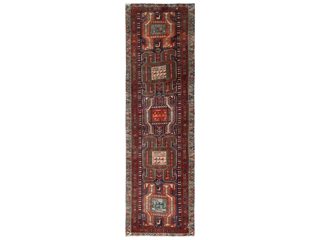 2'10" x 9'9" Vintage Hand Knotted Purple Wool Runner Oriental Rug - MOA1022176