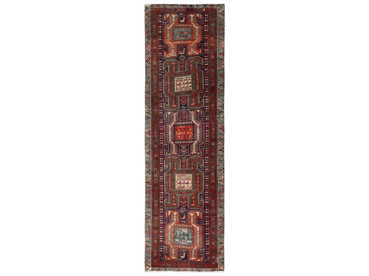 2'10" x 9'9" Vintage Hand Knotted Purple Wool Runner Oriental Rug - MOA1022176